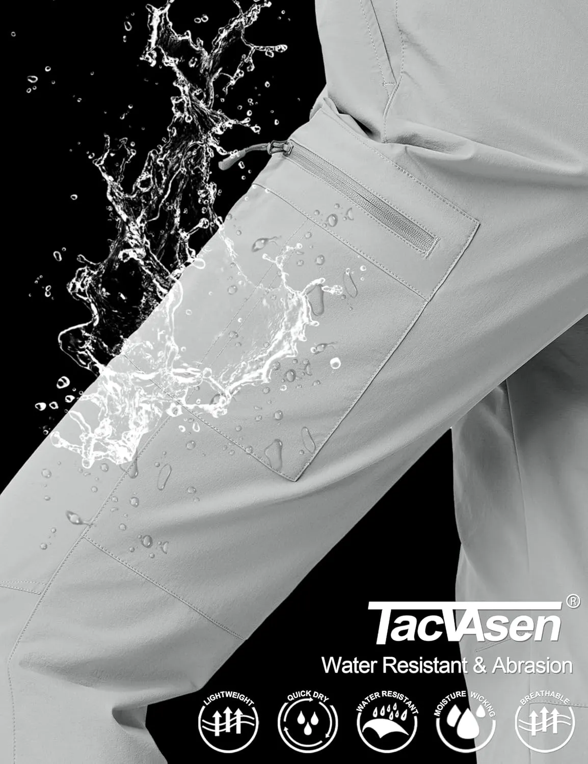 TACVASEN Women's Hiking Cargo Pants Lightweight Water Resistant Quick Dry Outdoor Work Mountain Trouser Zipper Pockets