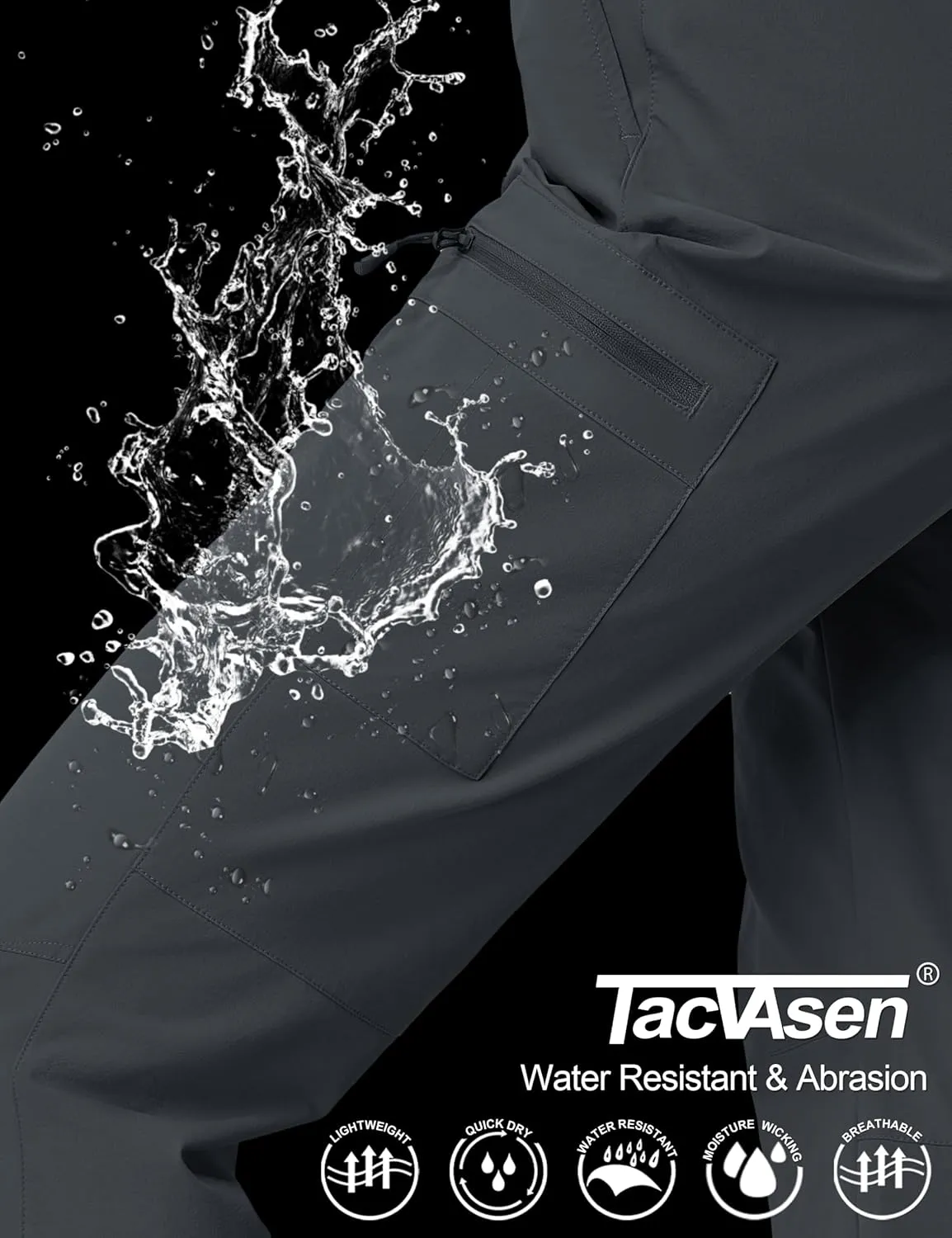 TACVASEN Women's Hiking Cargo Pants Lightweight Water Resistant Quick Dry Outdoor Work Mountain Trouser Zipper Pockets