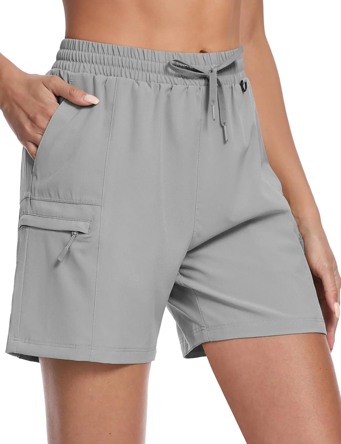 TACVASEN Women's Hiking Cargo Shorts Lightweight Water Resistant 5" Athletic Shorts with Zipper Pockets Golf Summer