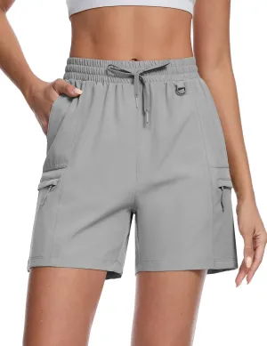 TACVASEN Women's Hiking Cargo Shorts Lightweight Water Resistant 5" Athletic Shorts with Zipper Pockets Golf Summer