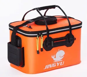 TangDao Foldable Fishing Bucket with Oxygen Pump -Collapsible Water Bucket for Fishing-Multifunctional Portable Fishing Bucket-EVA Fishing Bag (Orange, M (40cm*26cm*26CM))
