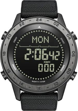 TANK3 Sport Watches for Men with Pedometer Black Digital Watch Men Luminous Display Men's Military Watch 50 Meter Waterproof Nylon Woven Strap Mens Wrist Watch