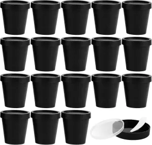 Tanlade 24 Pieces 7 oz Pot Jars with Lids Spoons for Homemade Lotion Containers Plastic Empty Leakproof Lip Sugar Scrub Containers Facial Mask Mixing Bowls for Body Lotion Spa(Black)