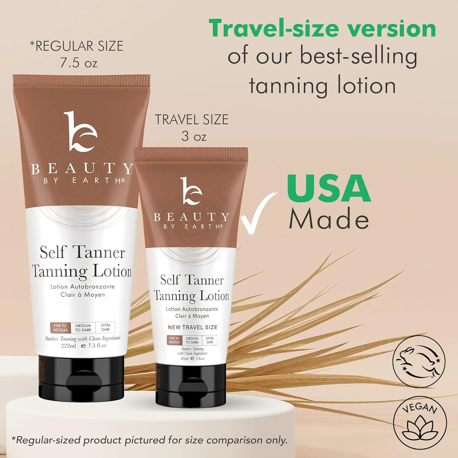 Tanning Lotion Self Tanner - USA Made with Natural & Organic Ingredients, Travel Size Self Tan Lotion, Non Toxic Gradual Tanning Moisturizer, Sunless Tanner for Fake Tan for Women & Men