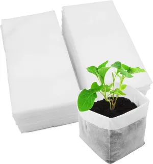 Tarklanda Nursery Bags, Plant Grow Bags, 200pcs 7.8 x 8.6 Inches, Biodegradable, White, Indoor/Outdoor, Fruits, Vegetables, Flowers