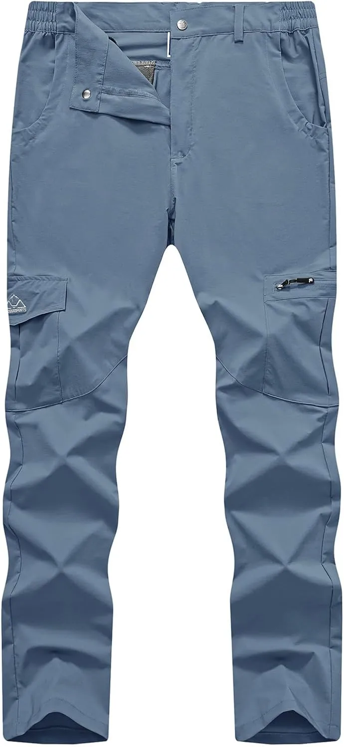 TBMPOY Men's Hiking Pants Lightweight 6 Cargo Pockets Quick Dry Water Resistant Outdoor Travel Work Fishing