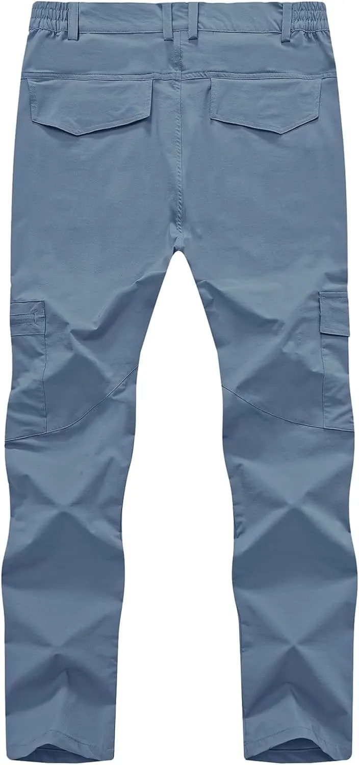 TBMPOY Men's Hiking Pants Lightweight 6 Cargo Pockets Quick Dry Water Resistant Outdoor Travel Work Fishing