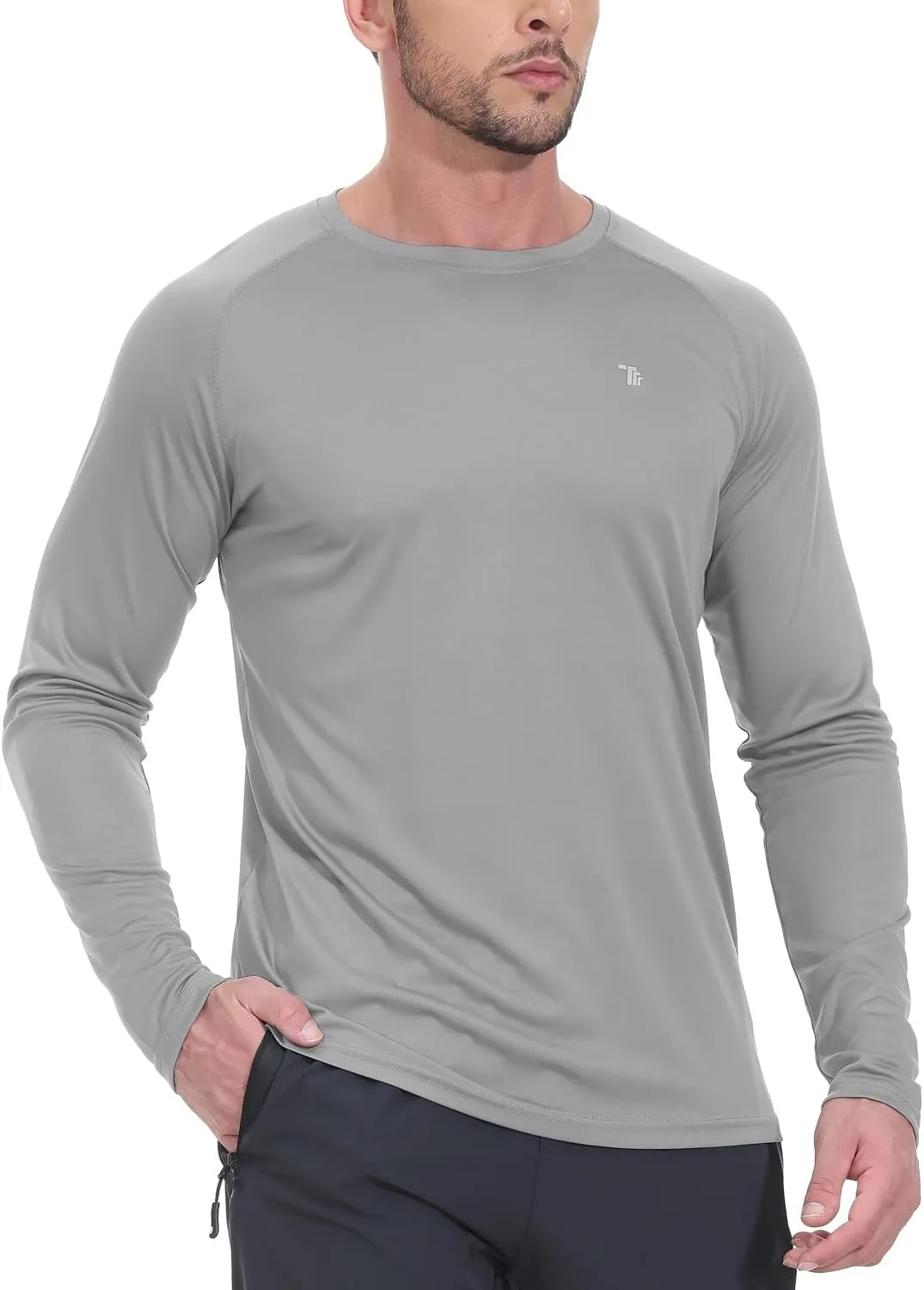 TBMPOY Mens Sun Protection Hiking Shirts Long Sleeve Water UPF 50  SPF UV Shirts Lightweight Fishing Hiking Swimming