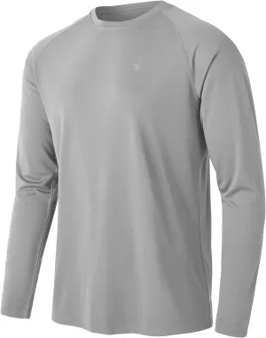 TBMPOY Mens Sun Protection Hiking Shirts Long Sleeve Water UPF 50  SPF UV Shirts Lightweight Fishing Hiking Swimming