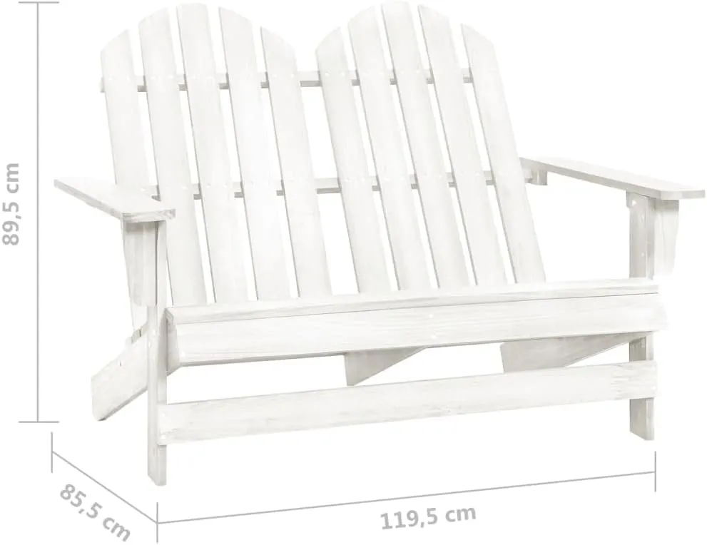 Teak Outdoor Furniture,fire Pit Chairs,Living Room Furniture,2-Seater Patio Adirondack Chair Solid Wood Fir Whitefor Gardens, patios, Balconies