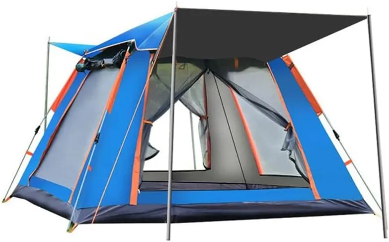 TEidea Family Camping Tent Large Waterproof Pop Up Tents Instant Setup with Sun Shade Automatic Fiberglass Pole for Camping Park Picnic(Color:B,Size:Small)
