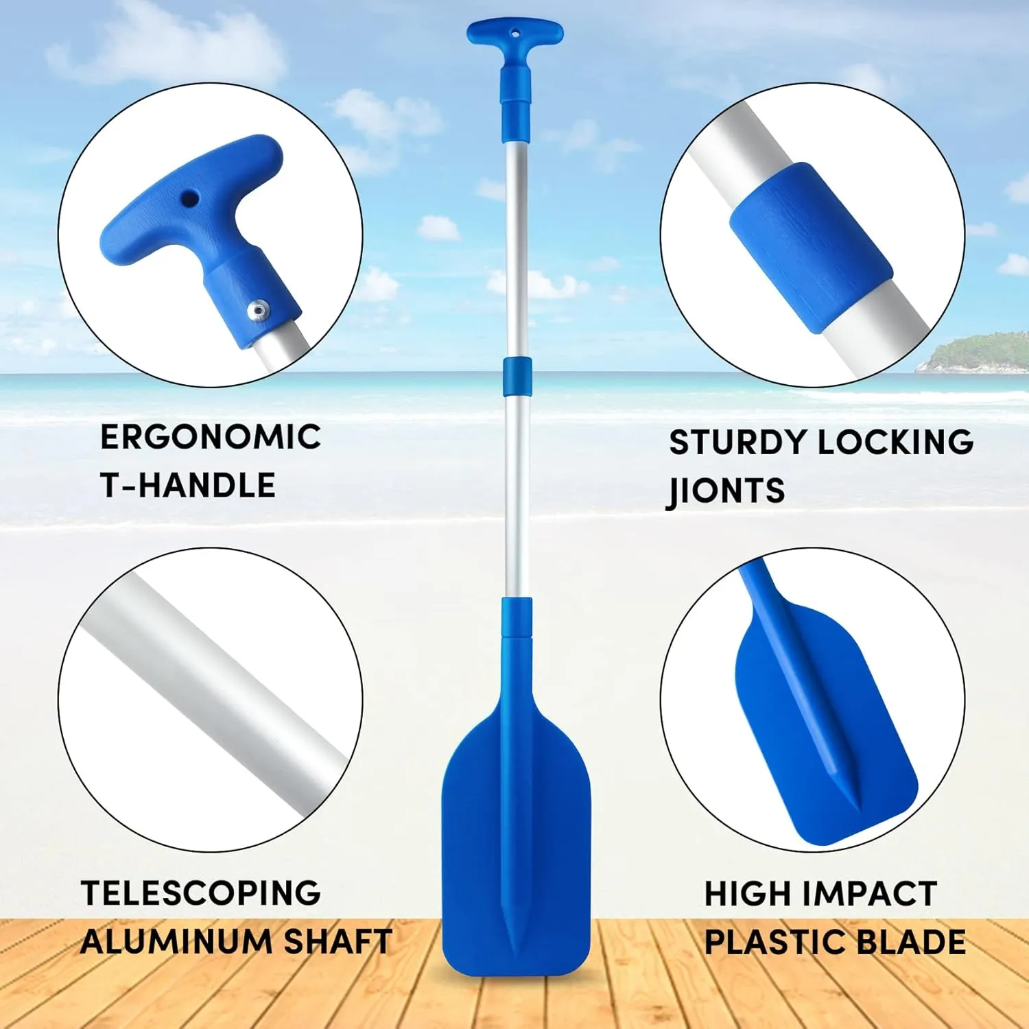 Telescoping Boat Paddle Collapsible Oar for Boat 21'' - 42'', Collapsible Paddle for Boat Kayaking Rafting Jet Ski Canoe Outdoor Kayak Water Sports and Safety Boat Accessories 2 Pack