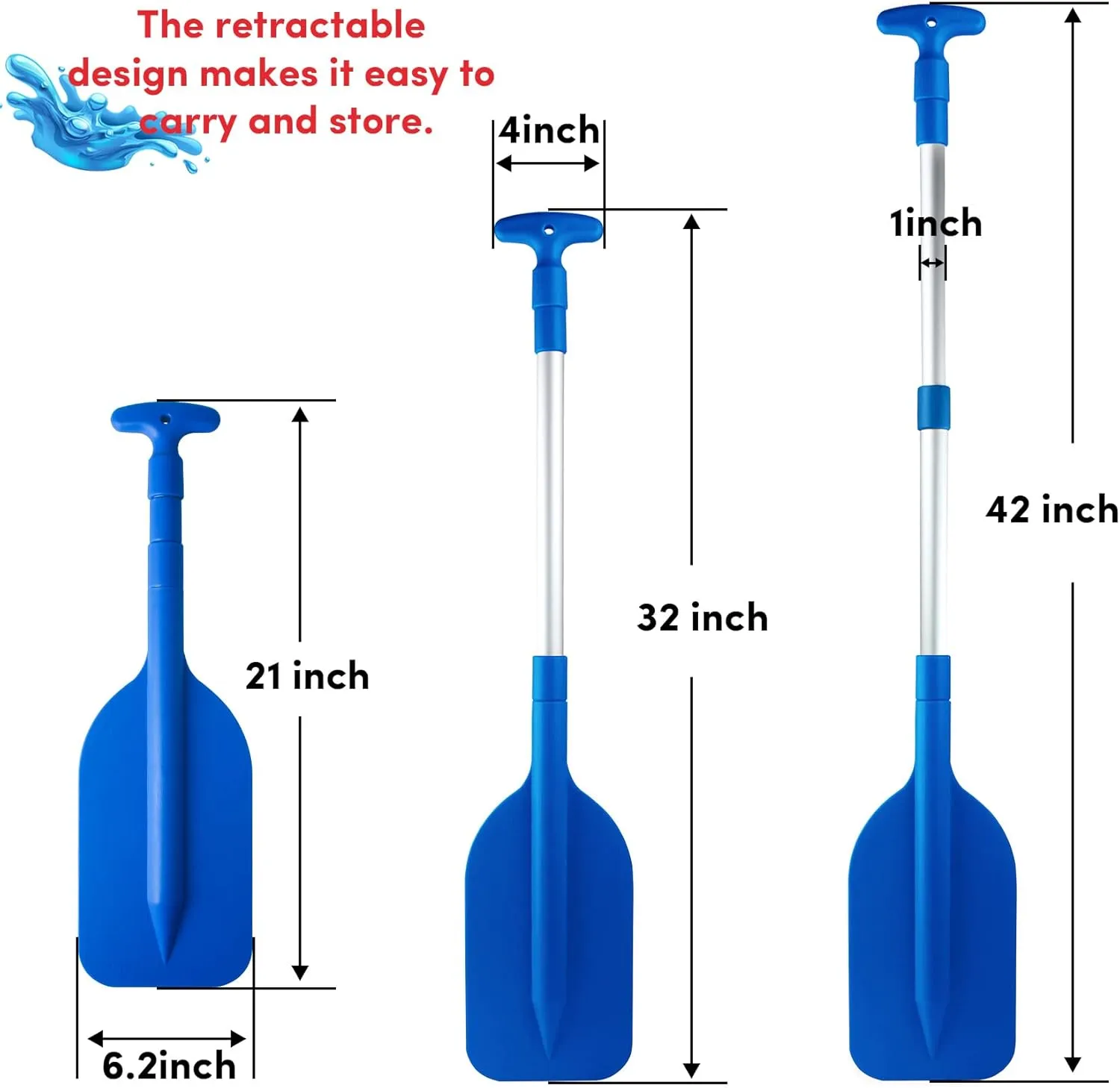 Telescoping Boat Paddle Collapsible Oar for Boat 21'' - 42'', Collapsible Paddle for Boat Kayaking Rafting Jet Ski Canoe Outdoor Kayak Water Sports and Safety Boat Accessories 2 Pack