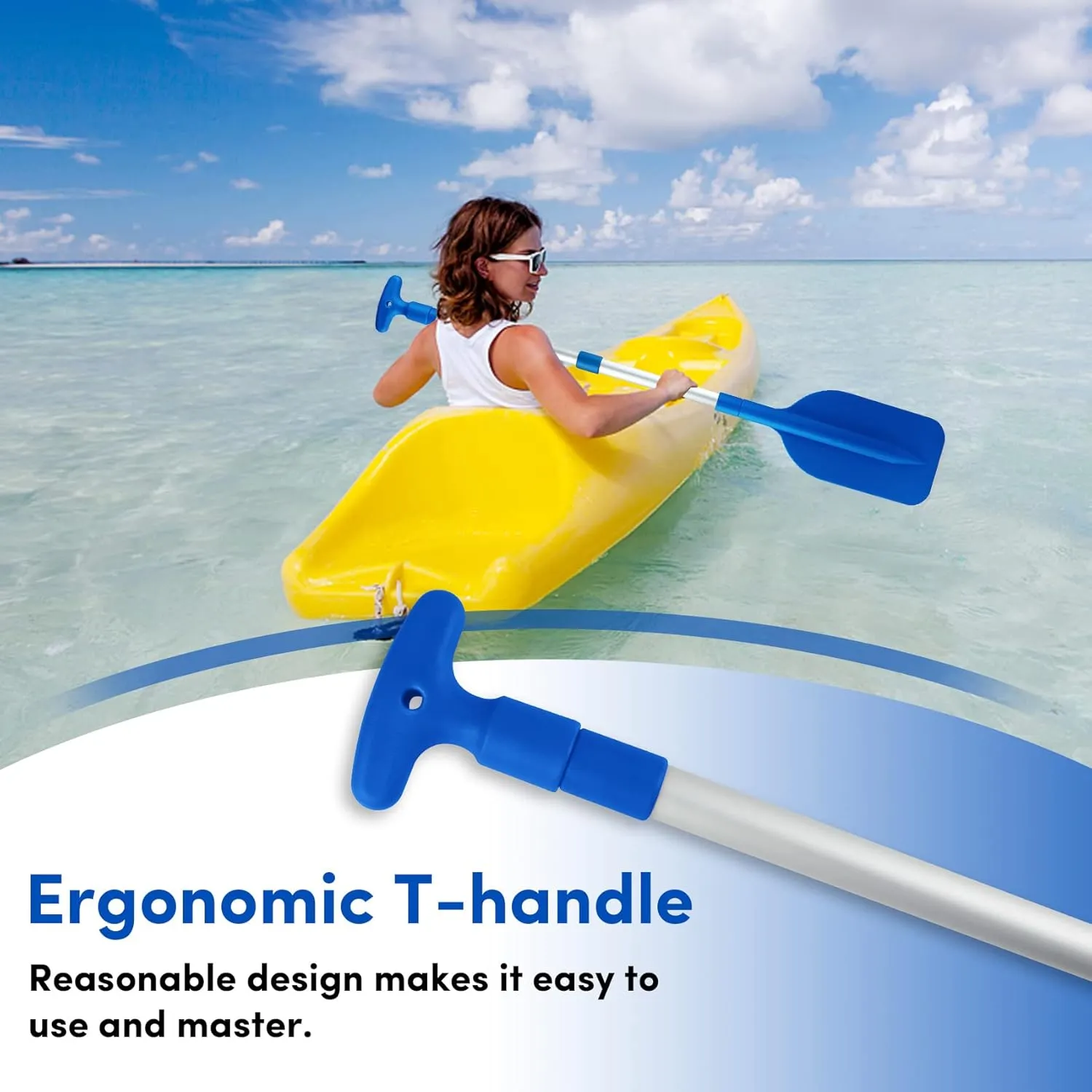 Telescoping Boat Paddle Collapsible Oar for Boat 21'' - 42'', Collapsible Paddle for Boat Kayaking Rafting Jet Ski Canoe Outdoor Kayak Water Sports and Safety Boat Accessories 2 Pack