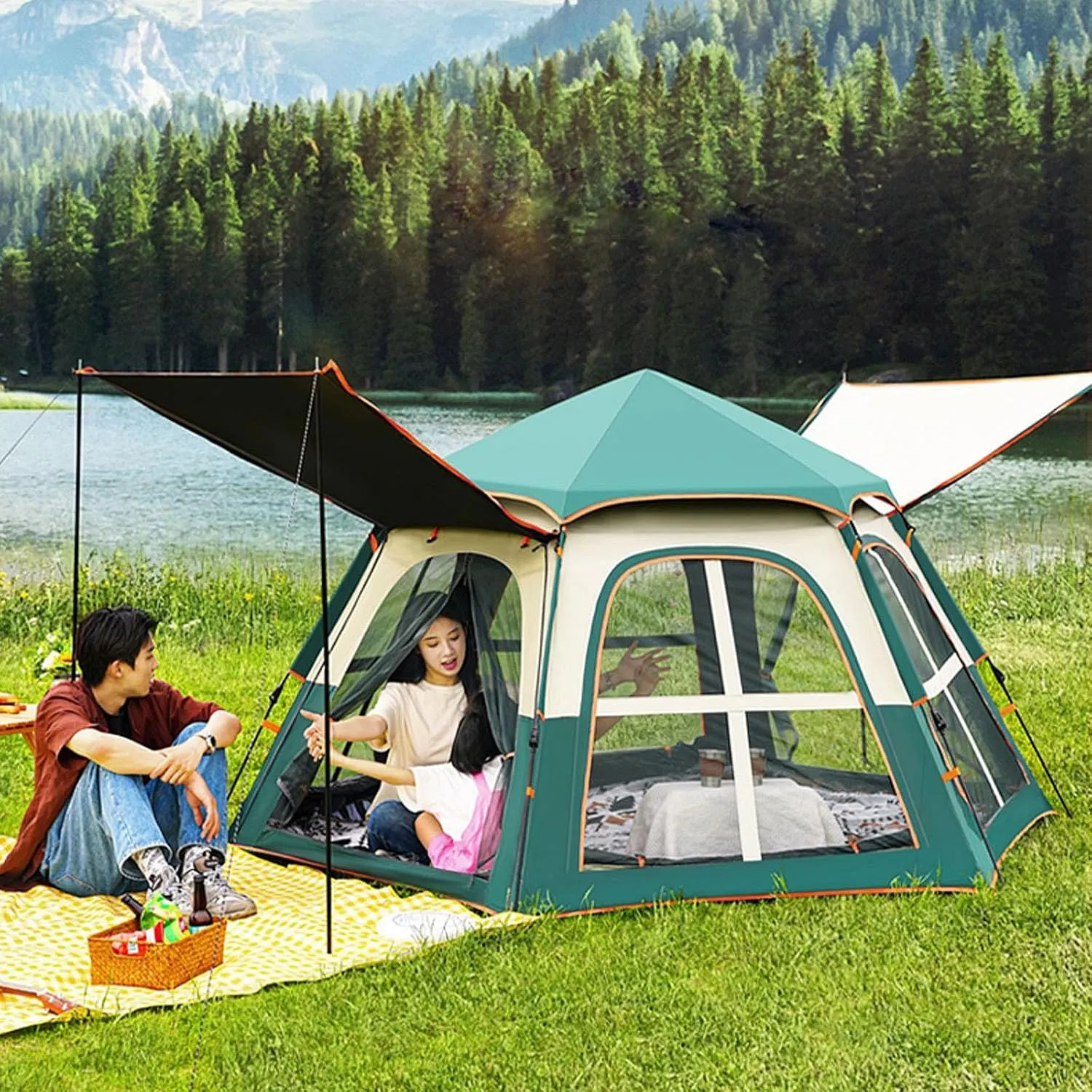 Tent, Camping Tents, 2-in-1 Portable Backpacking Tent with Removable Rainfly, Mesh Windows, Suitable for Family Dome Tent for Camping Hiking Mountaineering