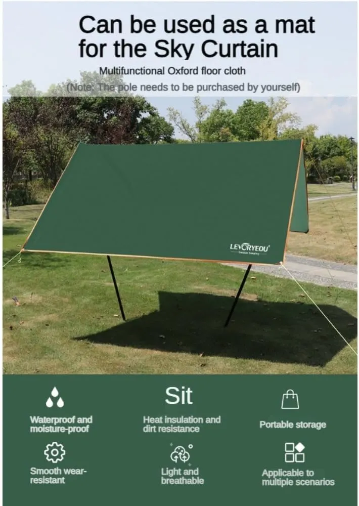 Tent Footprint Waterproof Camping Tarp Mat Picnic Blanket Ground Sheet for Backpacking Hiking Beach (Grey,210 * 250cm)