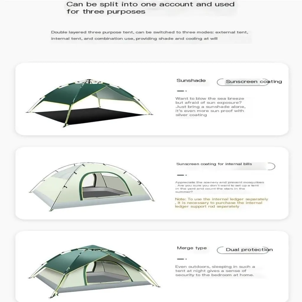 Tent Fully Automatic Tent Outdoor Thickened Rainproof Double-Layer Tent Camping Sunproof and Stormproof Tent Outdoor Tent