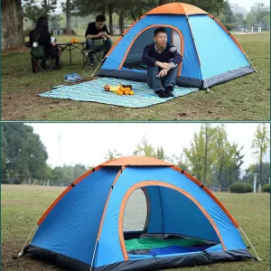 Tent Outdoor Camping Tent Single Layer Beach Tent Sun Shelter 2 Persons Travel Windproof Waterproof Awning Tents Summer Tent with Bag (Color : Green) (Blue One Size)