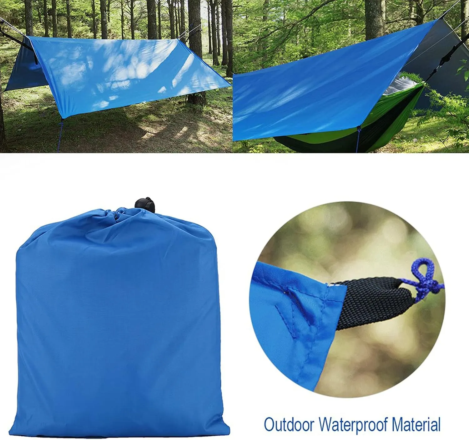 Tent Tarp Outdoor Portable Lightweight Waterproof Rain Tarp Fly Tent Tarp Shelter Portable Camping Traveling Fishing Moisture Proof (Blue)