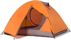 Tents 2 Person Family Camping Tent with Zipped Double Door and Carrying Bag Double Layer Dome Tent for Outdoor Hiking Camping Beach Garden (Color : Orange, Size : 210X140X110CM)