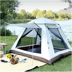 Tents 4 People,Waterproof Camping Tents Family Sturdy and Practical Tent with Porch for Camping Hiking Picnic Garden