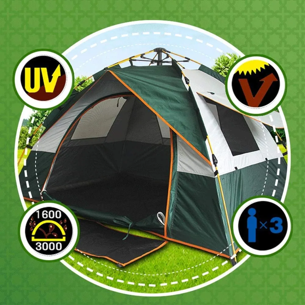 Tents Waterproof Instant Pop Up Tent 2-3 Person Camping Tent, Instant Set Up, Outdoor Hiking Backpacking Tent Shelter for Outdoor Camping Beach Hiking, Green