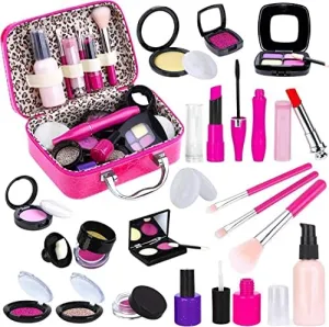 Tepsmigo Pretend Makeup Kit for Girls, Kids Pretend Play Makeup Set - with Cosmetic Bag for Birthday Christmas, Toy Makeup Set for Toddler, Little Girls Age 3 (Not Real Makeup)
