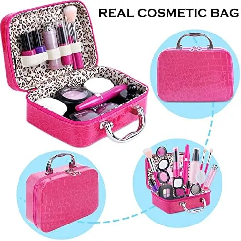 Tepsmigo Pretend Makeup Kit for Girls, Kids Pretend Play Makeup Set - with Cosmetic Bag for Birthday Christmas, Toy Makeup Set for Toddler, Little Girls Age 3 (Not Real Makeup)