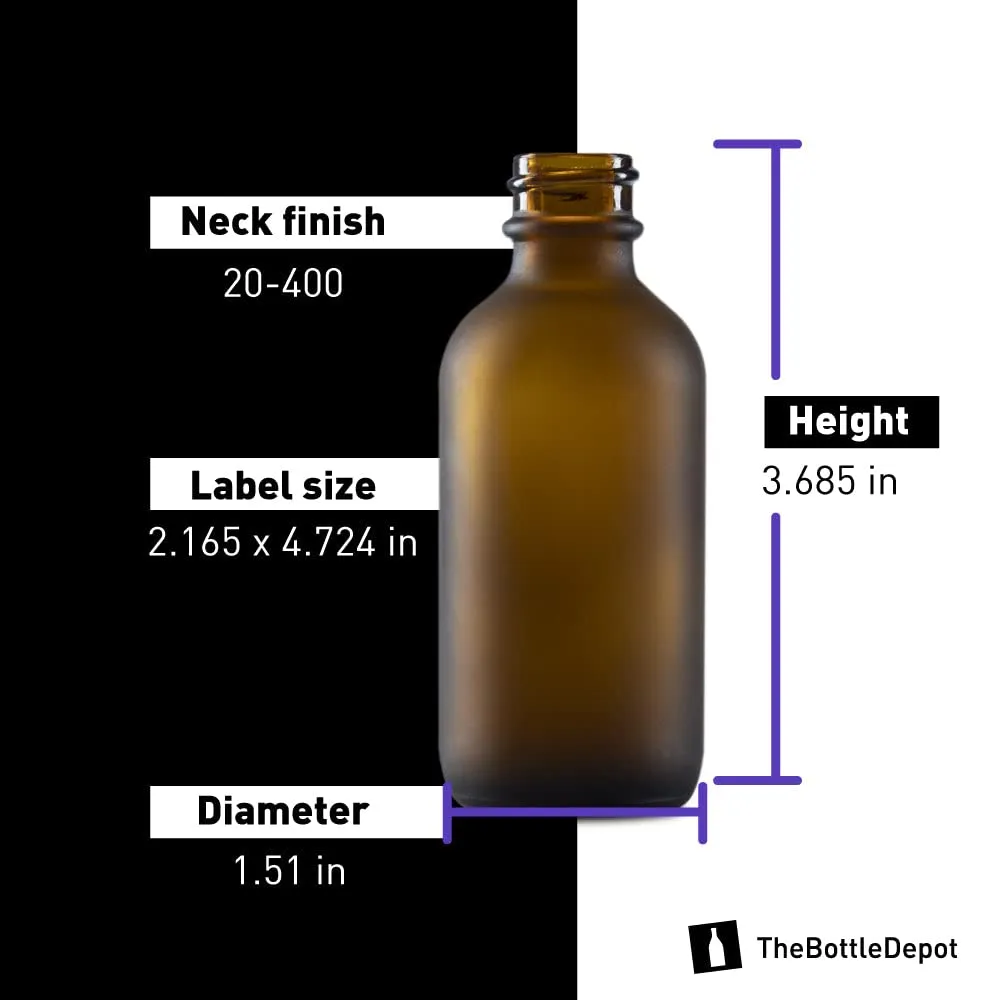 The Bottle Depot - 2 oz Glass Dropper Bottle - 24 Pack - Amber Frosted - Tincture Bottles With Dropper
