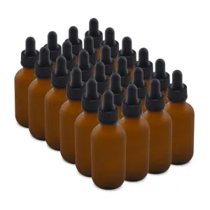 The Bottle Depot - 2 oz Glass Dropper Bottle - 24 Pack - Amber Frosted - Tincture Bottles With Dropper