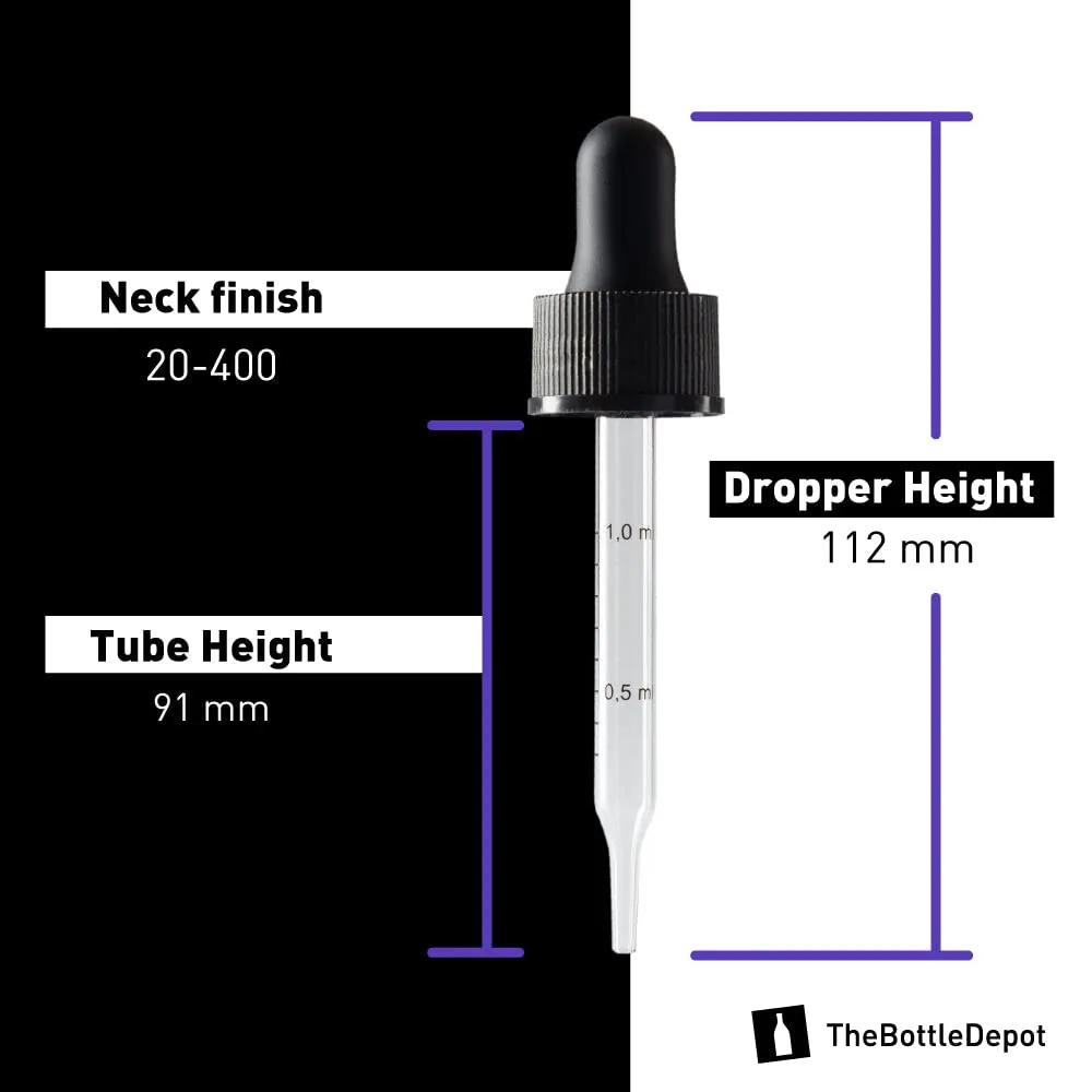 The Bottle Depot - 2 oz Glass Dropper Bottle - 24 Pack - Amber Frosted - Tincture Bottles With Dropper