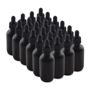 The Bottle Depot - 2 oz Glass Dropper Bottle - 24 Pack - Black Frosted - Tincture Bottles With Dropper