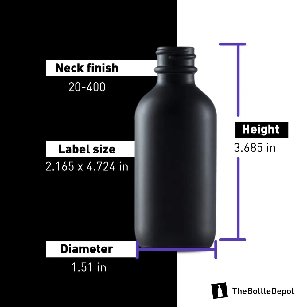 The Bottle Depot - 2 oz Glass Dropper Bottle - 24 Pack - Black Frosted - Tincture Bottles With Dropper