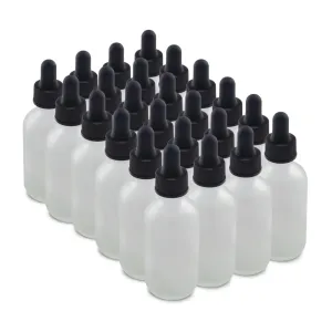 The Bottle Depot - 2 oz Glass Dropper Bottle - 24 Pack - Clear Frosted - Tincture Bottles With Dropper