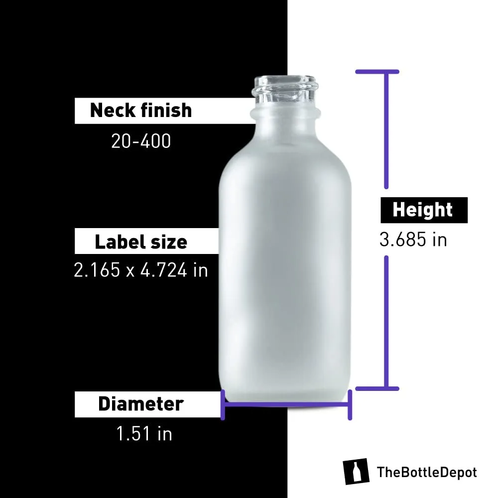 The Bottle Depot - 2 oz Glass Dropper Bottle - 24 Pack - Clear Frosted - Tincture Bottles With Dropper