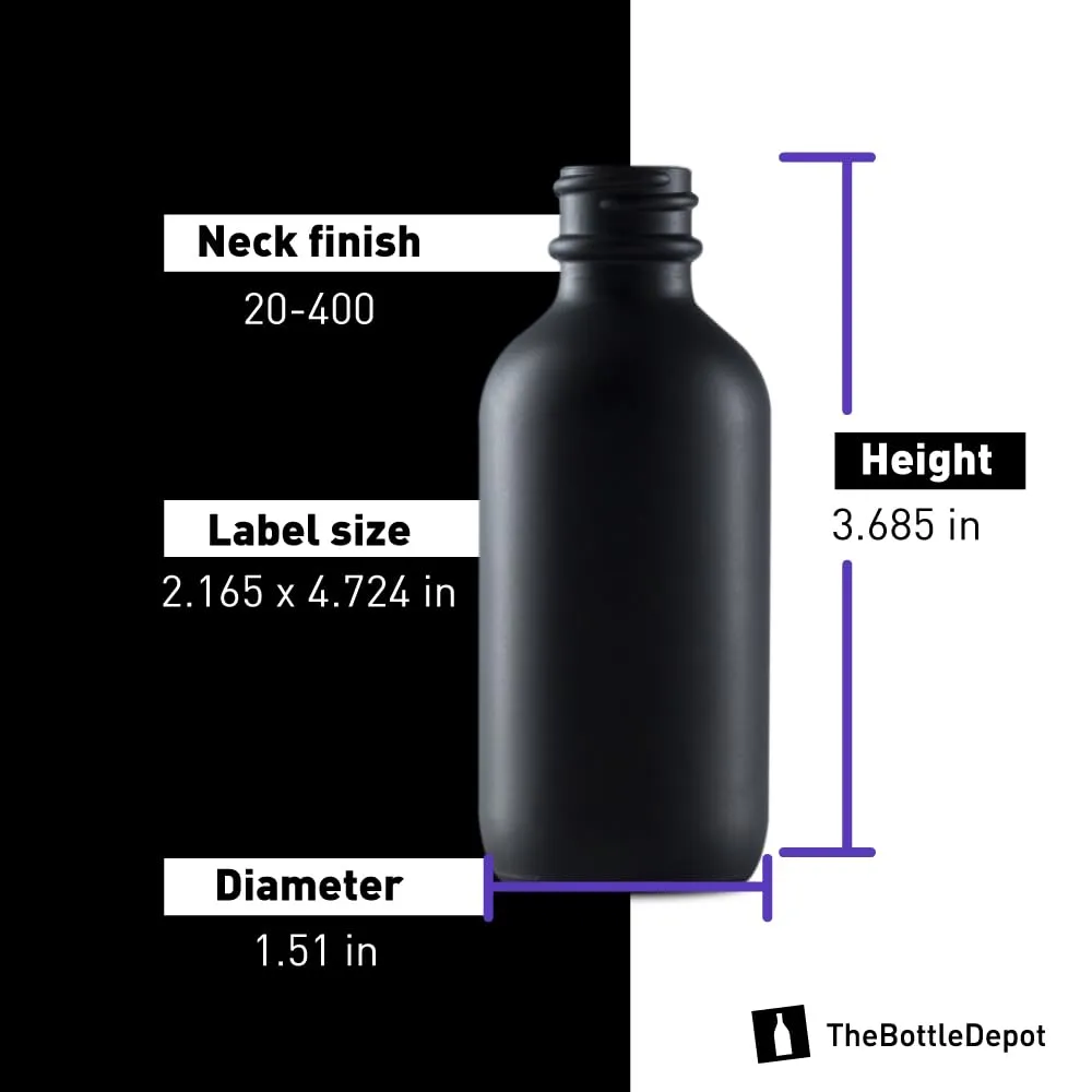 The Bottle Depot - 2 oz Glass Dropper Bottle - 72 Pack - Black Frosted - Tincture Bottles With Dropper