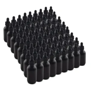 The Bottle Depot - 2 oz Glass Dropper Bottle - 72 Pack - Black Frosted - Tincture Bottles With Dropper