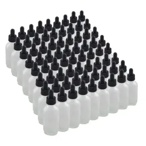The Bottle Depot - 2 oz Glass Dropper Bottle - 72 Pack - Clear Frosted - Tincture Bottles With Dropper