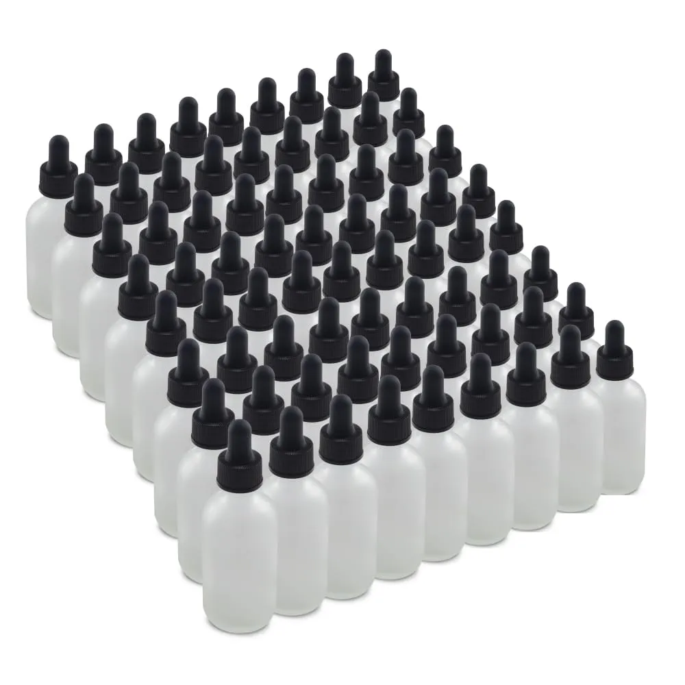 The Bottle Depot - 2 oz Glass Dropper Bottle - 72 Pack - Clear Frosted - Tincture Bottles With Dropper