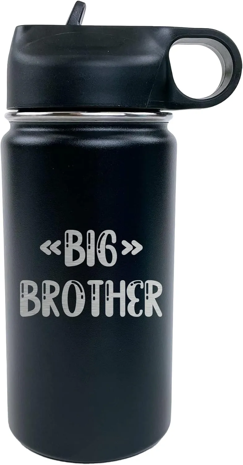 The Crafty Engineer Big & Little Sister Brother Water Bottle (Black)