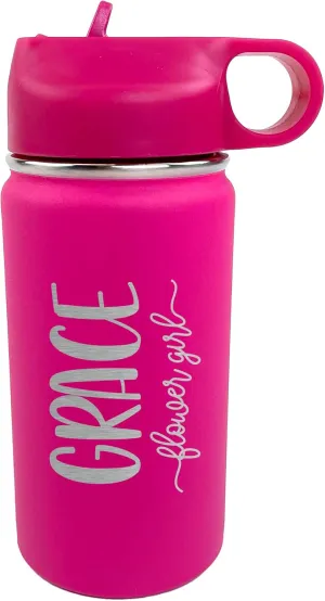 The Crafty Engineer Personalized Flower Girl & Ring Bearer Kids Water Bottle (Hot Pink)