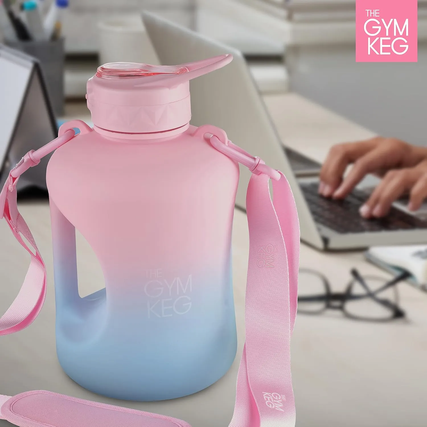 THE GYM KEG 1 Gallon Water Bottle (128oz) I 3.78l Big Water Jug I 128 oz Sports Bottle with Straw and Motivational Time Markings I Large Reusable Bottle | BPA-Free Plastic I Leakproof