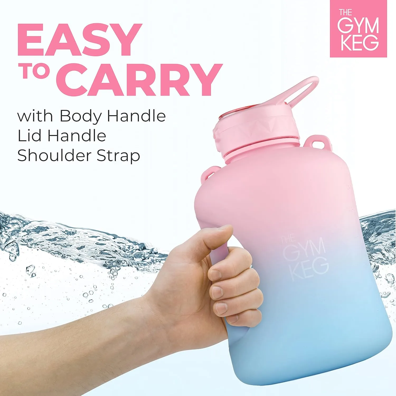 THE GYM KEG 1 Gallon Water Bottle (128oz) I 3.78l Big Water Jug I 128 oz Sports Bottle with Straw and Motivational Time Markings I Large Reusable Bottle | BPA-Free Plastic I Leakproof