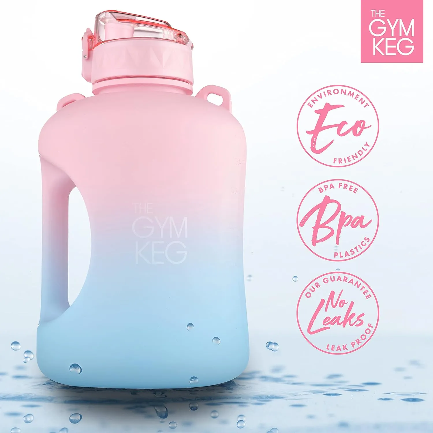 THE GYM KEG 1 Gallon Water Bottle (128oz) I 3.78l Big Water Jug I 128 oz Sports Bottle with Straw and Motivational Time Markings I Large Reusable Bottle | BPA-Free Plastic I Leakproof