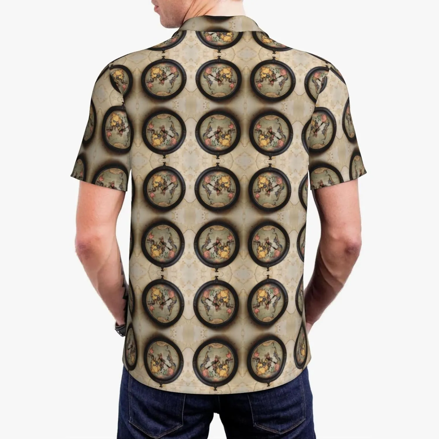 Time Zone Map Mens Polo Shirts Fit Performance Mens Golf Shirt Regular Fit Fashion Print Short Sleeve Polo