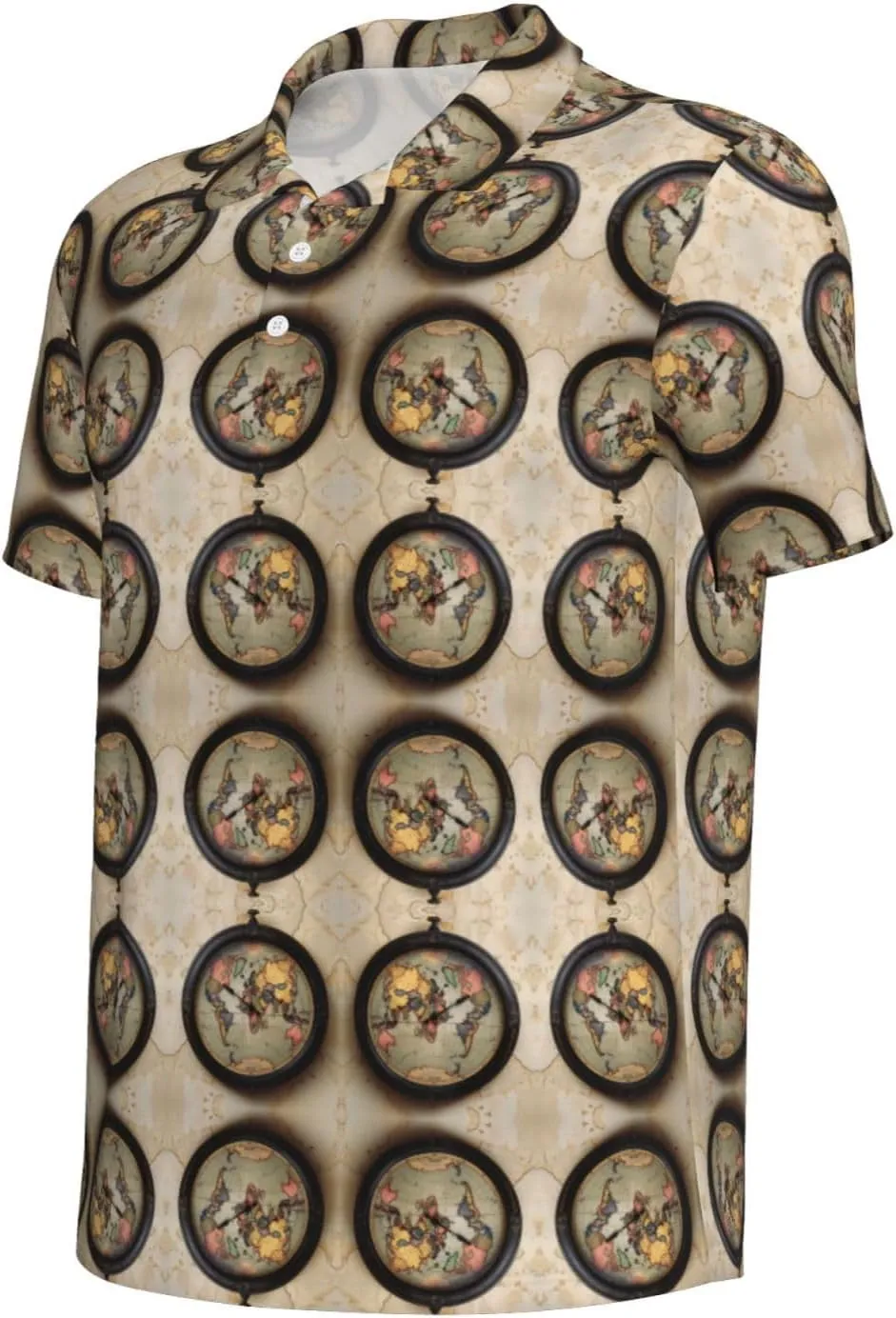 Time Zone Map Mens Polo Shirts Fit Performance Mens Golf Shirt Regular Fit Fashion Print Short Sleeve Polo