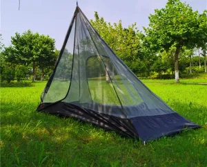 Tipi Tent Half Pyramid Mesh 2-4 Person Hot Teepee Tent with Fire Retardant Stove Jack for Flue Pipes 2 Person Mesh