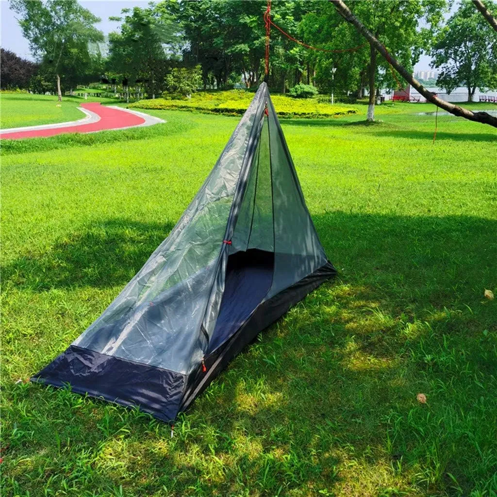Tipi Tent Half Pyramid Mesh 2-4 Person Hot Teepee Tent with Fire Retardant Stove Jack for Flue Pipes 2 Person Mesh