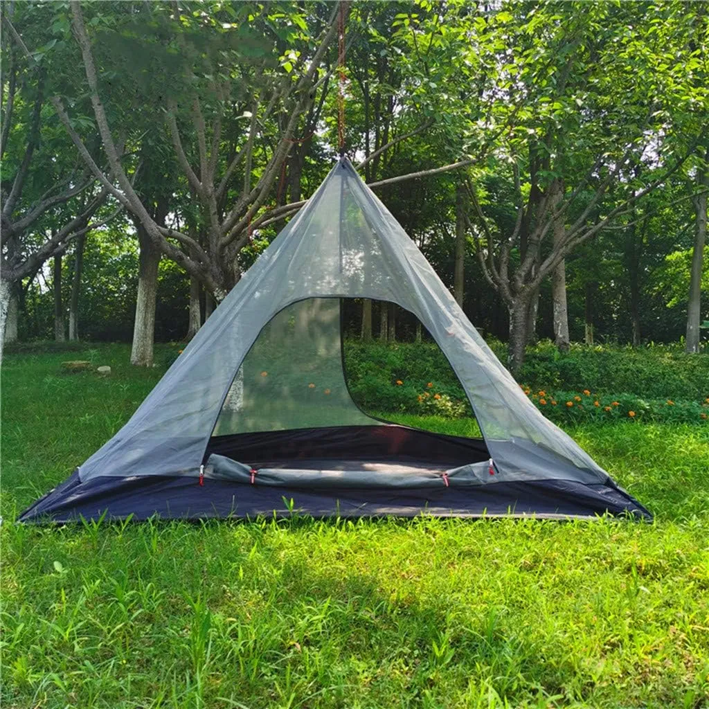 Tipi Tent Half Pyramid Mesh 2-4 Person Hot Teepee Tent with Fire Retardant Stove Jack for Flue Pipes 2 Person Mesh
