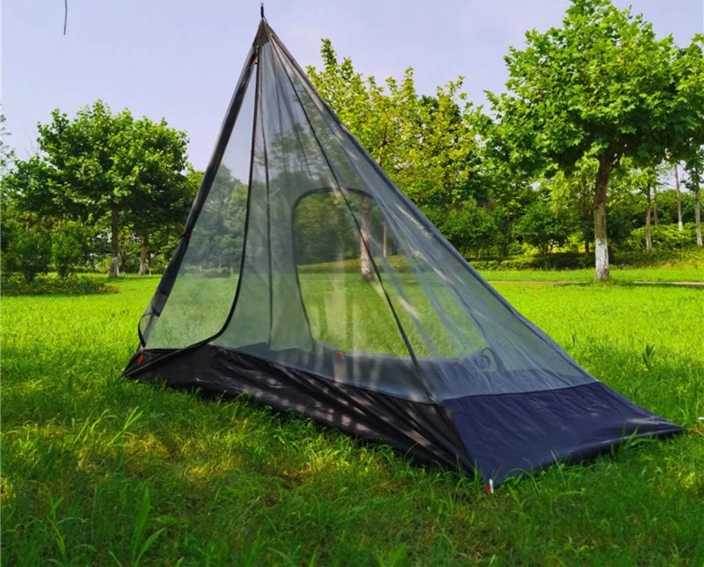 Tipi Tent Half Pyramid Mesh 2-4 Person Hot Teepee Tent with Fire Retardant Stove Jack for Flue Pipes 2 Person Mesh